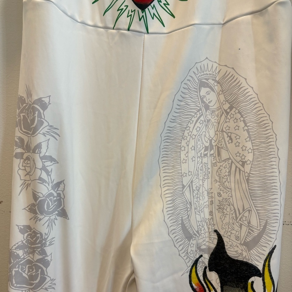 ED HARDY 2x NWT sacred heart graphic covered jumpsuit skin tight white - Picture 7 of 16